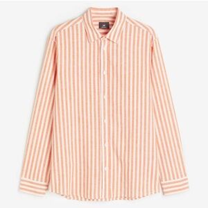 H&M Women's Orange Striped Button Down Shirt